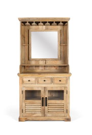 GINER Y COLOMER Meuble botellero en bois de manguier avec miroir